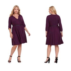 Torrid Purple Belted Jersey Stretch Shirt Dress Plus Size 3 3X 22/24